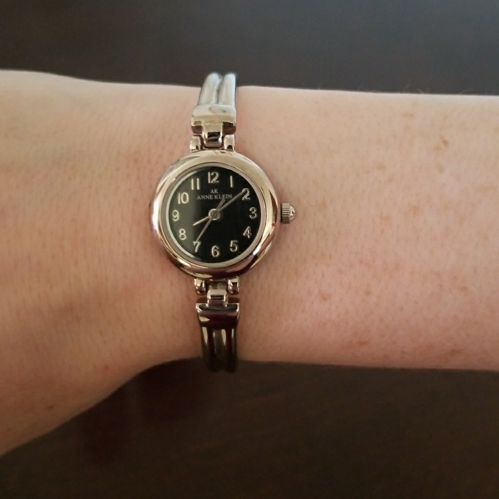 Anne Klein Silver Watch with Black Face silver #'s